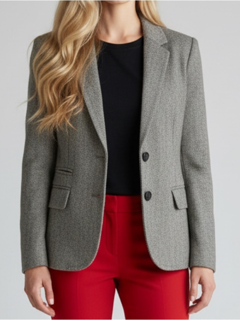 Banana Republic Factory wool blend Heathered Grey Herringbone Blazer